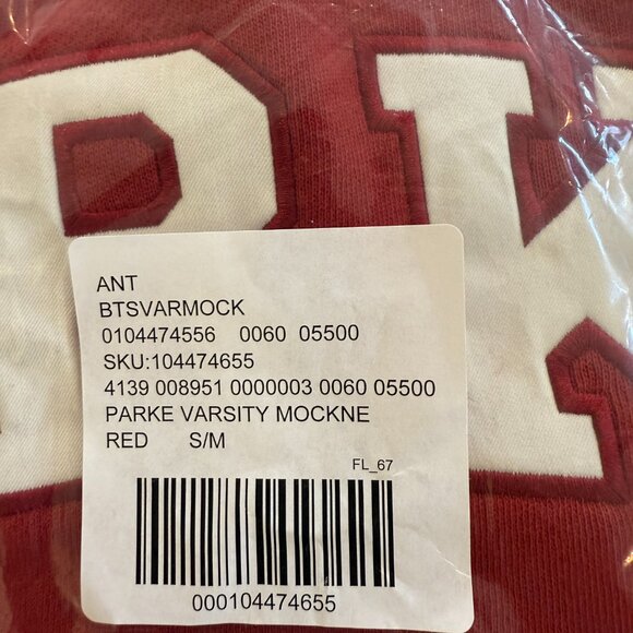 NWT PARKE Varsity Mock-Neck Sweatshirt, Crimson S/M - Picture 4 of 4
